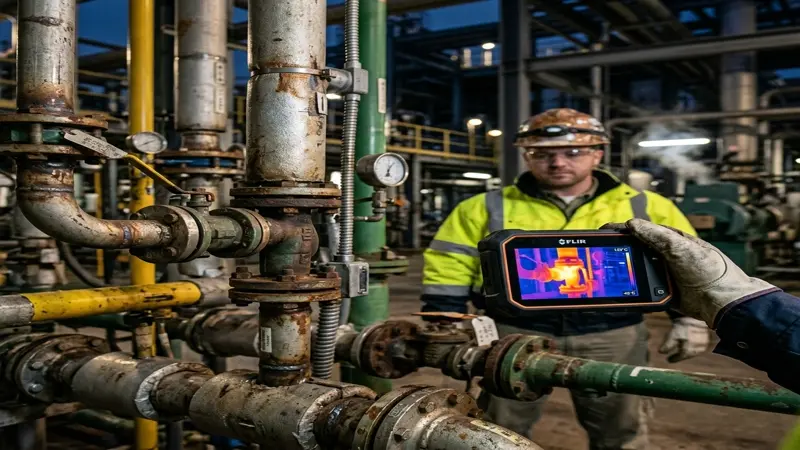 inspección termográfica infrarroja en tuberías industriales detección de anomalías térmicas